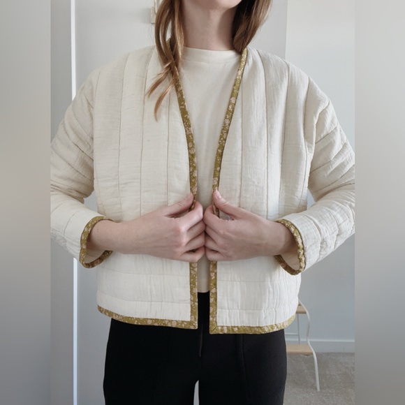 Handmade Jackets & Blazers - Handmade Elegant Cream Quilted Jacket